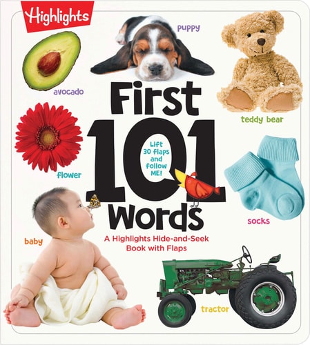 First 101 Words A Hidden Pictures Lift-the-Flap Board Book, Learn Animals, Food, Shapes, Colors and Numbers, Interactive First Words Book for Babies and Toddlers